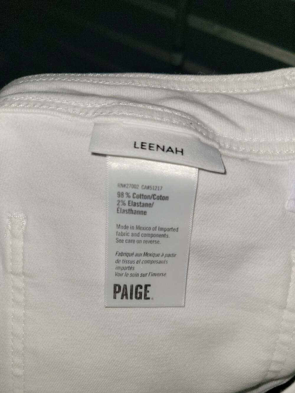PAIGE Leenah White Wide Leg Jeans Women's 32 High Rise Patch Pockets